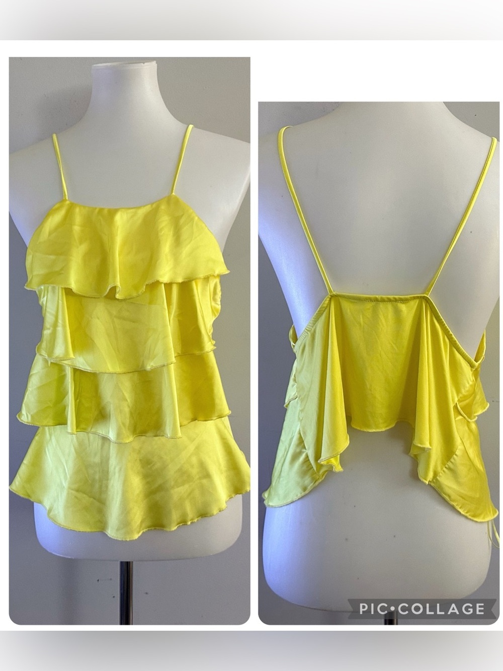 Zara Ruffle Sateen Cami Blouse Boho Fairy Festival Summer Vacation